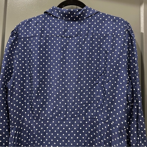 J. Crew NWT cupro shirt dress in becklow polka dot print. Coastal,nautical vibes - Picture 5 of 12